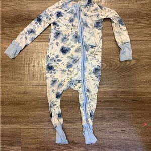 Caden Lane Blue Floral Footed One-Piece Pajamas